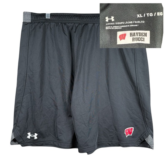 Wisconsin Badgers Player Issued Shorts Hayden Rucci Men XL Black Miami Dolphins - Picture 1 of 8